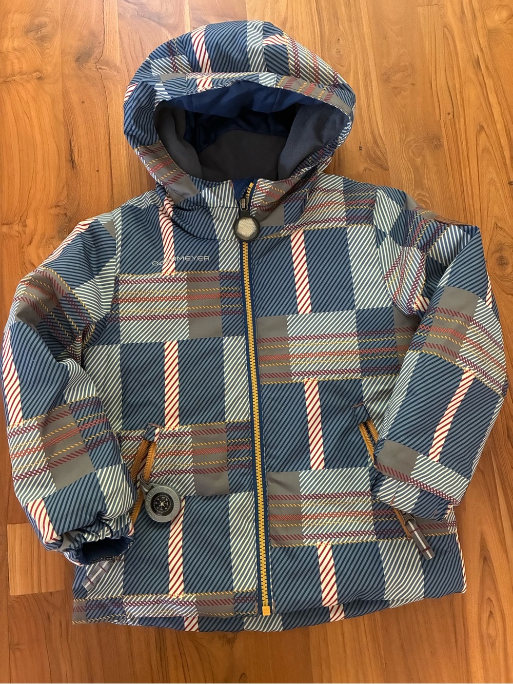 Obermeyer Blue Plaid Hooded Winter Jacket